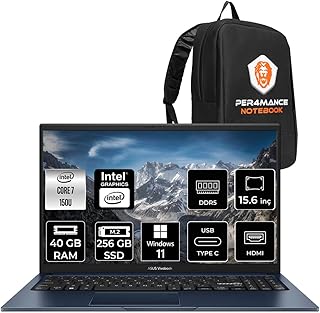 ASUS VivoBook 15 Intel Core 7 150U 40GB 256GB SSD 15.6" FHD W11P Taşınabilir Bilgisayar & PER4 Çanta