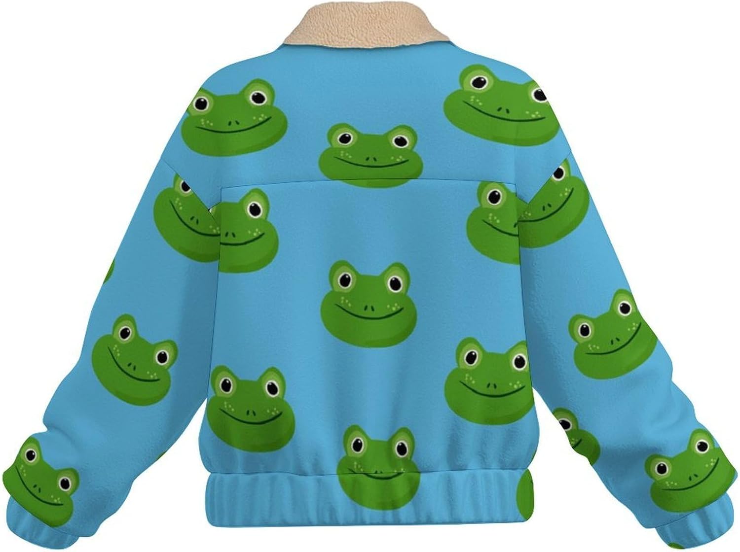 Women Winter Sherpa Lined Fleece Jacket, Long Sleeve Zip Up frog Fuzzy Cropped Coats Warm Soft Polar Outwear