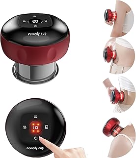 OFSLWJ Remedy Cup V2 Pro for Sciatic Nerve 4 in 1 Function Relieves Muscle Aches and Pains, Improves Blood Circulation 12-Speed Mode Rechargeable Smart Cupping Therapy Massager for Waist (Red)