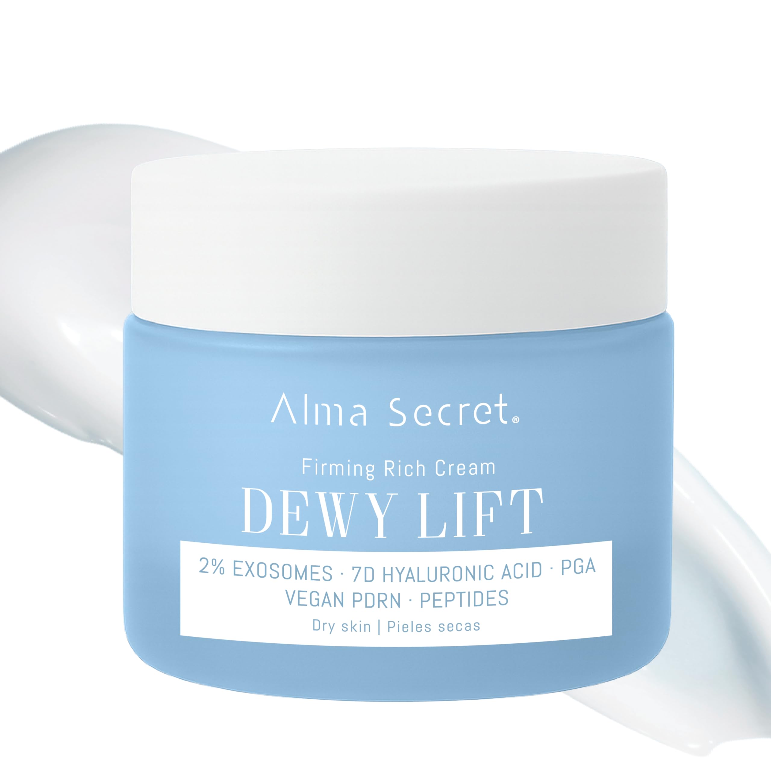 ALMA SECRET | Dewy Lift Rich Firming Cream | Crema de día reafirmante, redensificante e hidratante con 2% Exosomas, PDRN Vegano, 7D Ácido Hialurónico y PGA | 50 ml (Piel seca)