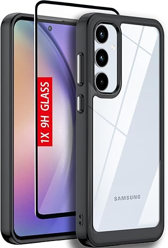 Funda para Samsung A23 5G, funda para Samsung Galaxy A23 5G, con protector de pantalla de vidrio templado 4 bolsas de aire integradas no amarillenta