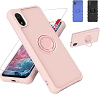 jioeuinly Pink Cloud Stratus C8 Case with Tempered Glass Screen Protector, 2mm Thick Shockproof Cover & 360° Ring Stand