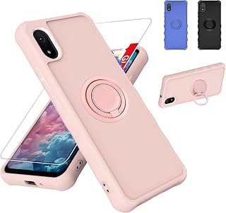 jioeuinly Pink Cloud Stratus C8 Case with Tempered Glass Screen Protector, 2mm Thick Shockproof Cover & 360° Ring Stand