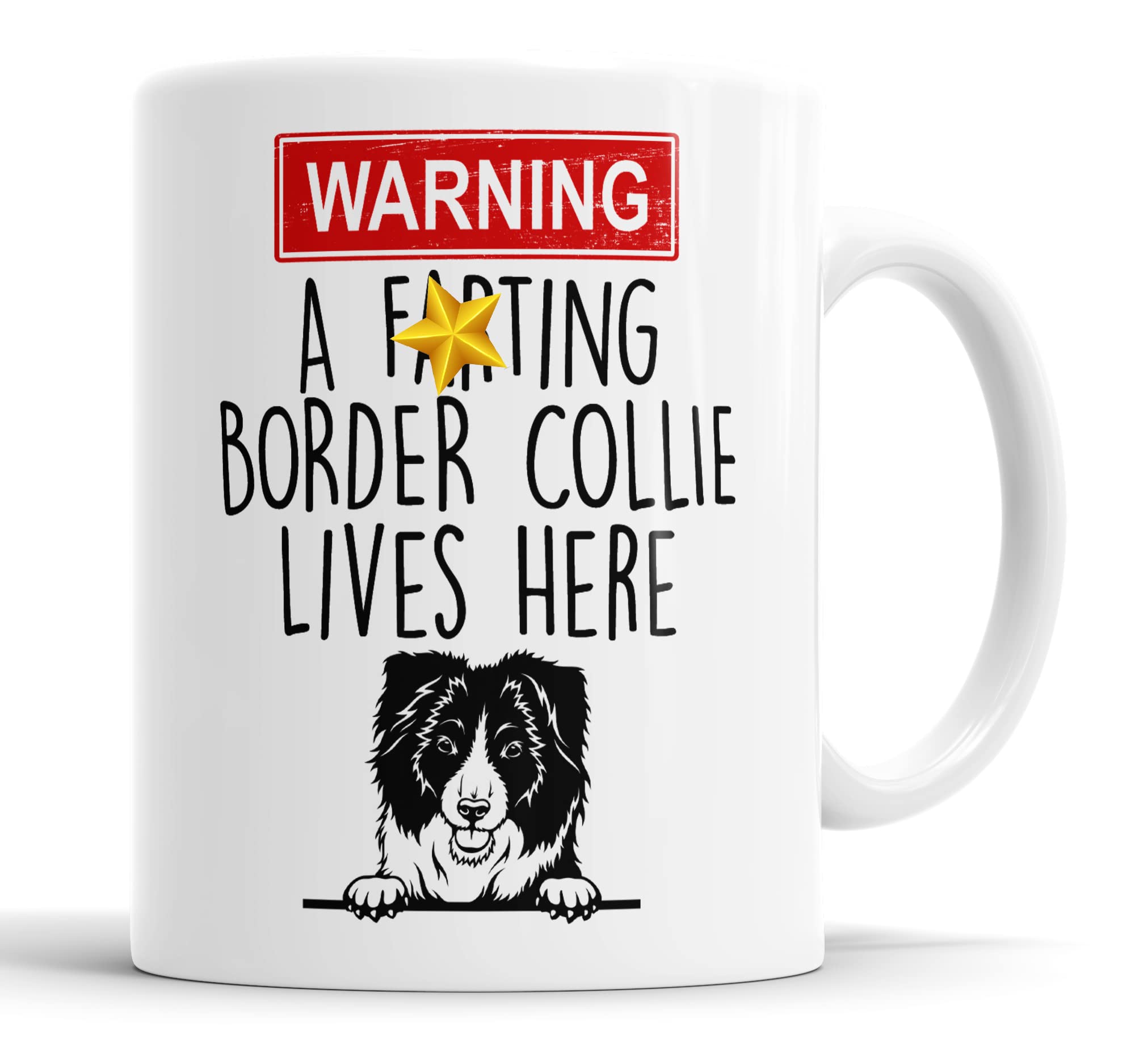 Faithful Prints Border Collie Warning A Lives Here Mum Dad Mug Dog Dad Border Collie Dad Cup Friend Funny Gift for Birthday Christmas, Border Collie Mum Mug