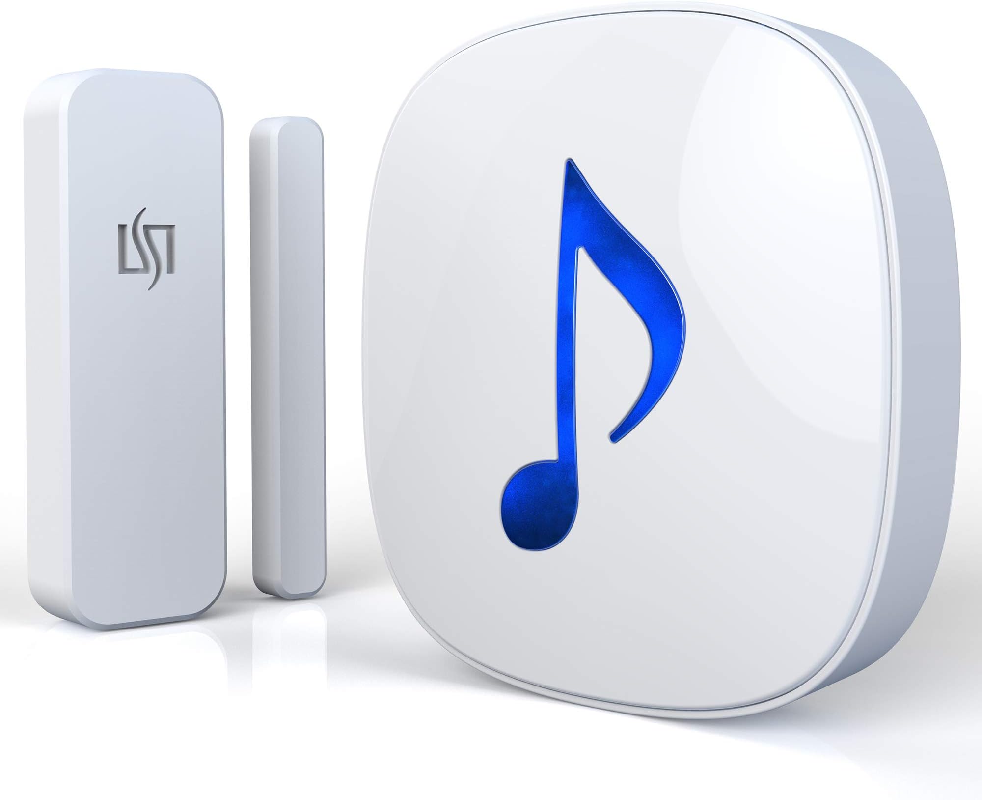 Wireless Door/Window Magnetic Sensor Alarm-600 Feet Long Wireless Transmission Range-35 Classic Melodies Optional,4 Volume Levels & LED Flash-Home/Business DIY Burglar Alert Security System