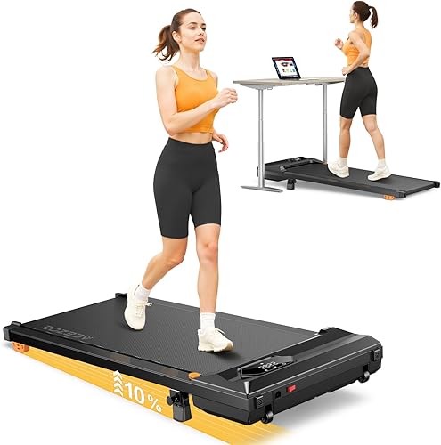 Walking Pad Treadmill with 10% Incline, Under Desk Treadmill, Compact Portable Treadmills for Home Office, 285lbs Capacity, APP/Remote Control,
