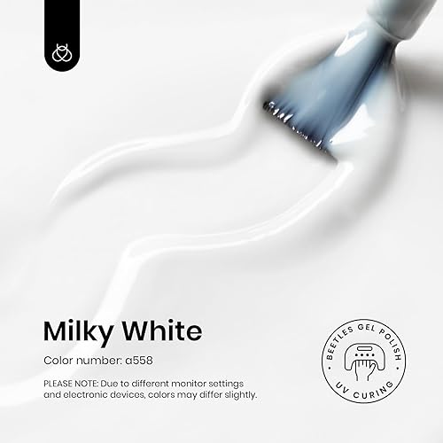 Miniatura 7 de Beetles - Juego de esmalte de uñas de gel neutro de 0.5 onzas líquidas, color blanco lechoso, juego de 3 esmaltes de gel superior y base que no se