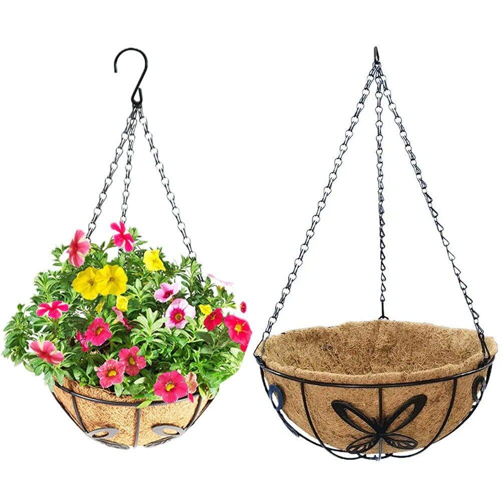 Panier suspendu rond en cocotier double porte-plante extérieur intérieur avec mousse