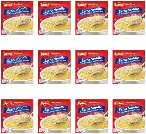 Lipton Soup Secrets Instant Soup Mix For a Warm Bowl of Soup Extra Noodle Soup Made With Real Chicken Broth Flavor 4.9 oz 2 ct, Pack of 12