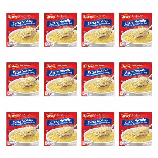 Lipton Soup Secrets Instant Soup Mix For a Warm Bowl of Soup Extra Noodle Soup Made With Real Chicken Broth Flavor 4.9 oz 2 ct, Pack of 12