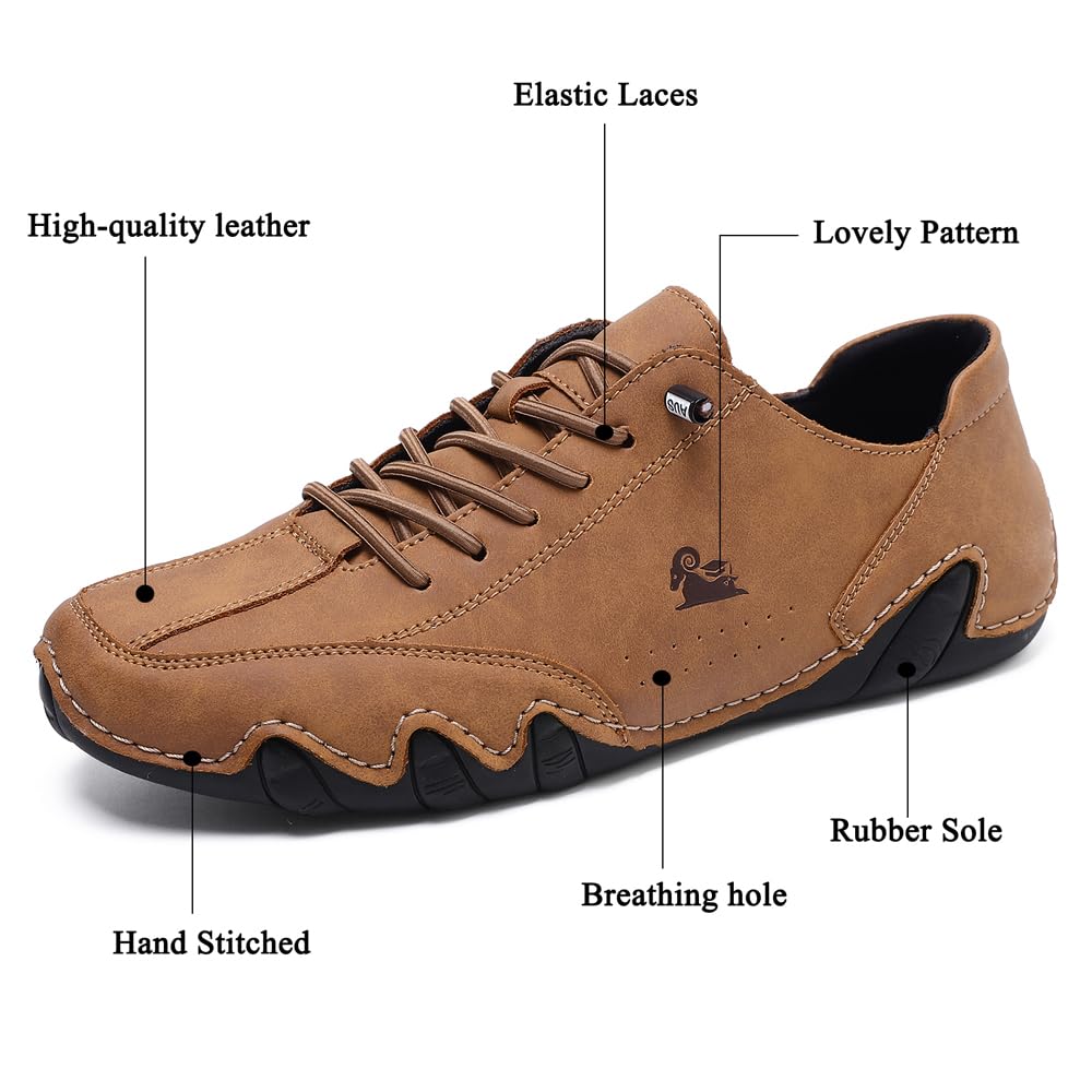 Slip on Loafers Scarpe in Pelle Traspirante Moda Lace up Scarpe da Barca Casual Piatto Leggero Sneakers con Suole in Gomma