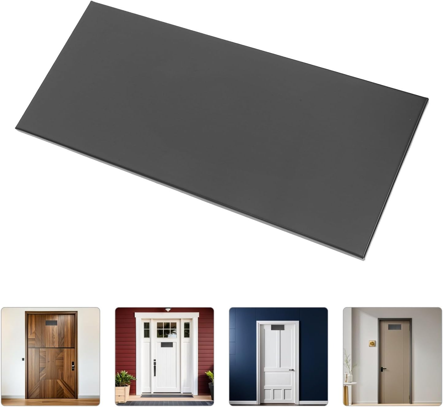 4pcs Self Adhesive Stainless Steel Blank Name Plate 25x11cm Door Sign | Engraving Ready, Black Sleek Finish, Wall Mounting, Office Room Changes