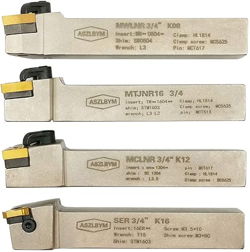 Miniatura 4 de ASZLBYM Soporte de herramientas de torneado indexable MTJNR34 "MWLNR34" MCLNR34" SER34" con inserciones de torneado de carburo 11PCS WNMG431 11PCS