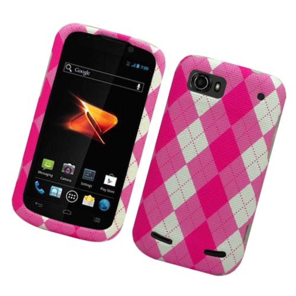 Eagle CellPIZTEN861F406 Stylish Hard Snap-On Protective Case for ZTE Warp Sequent N861 - Retail Packaging - Pink Argyle