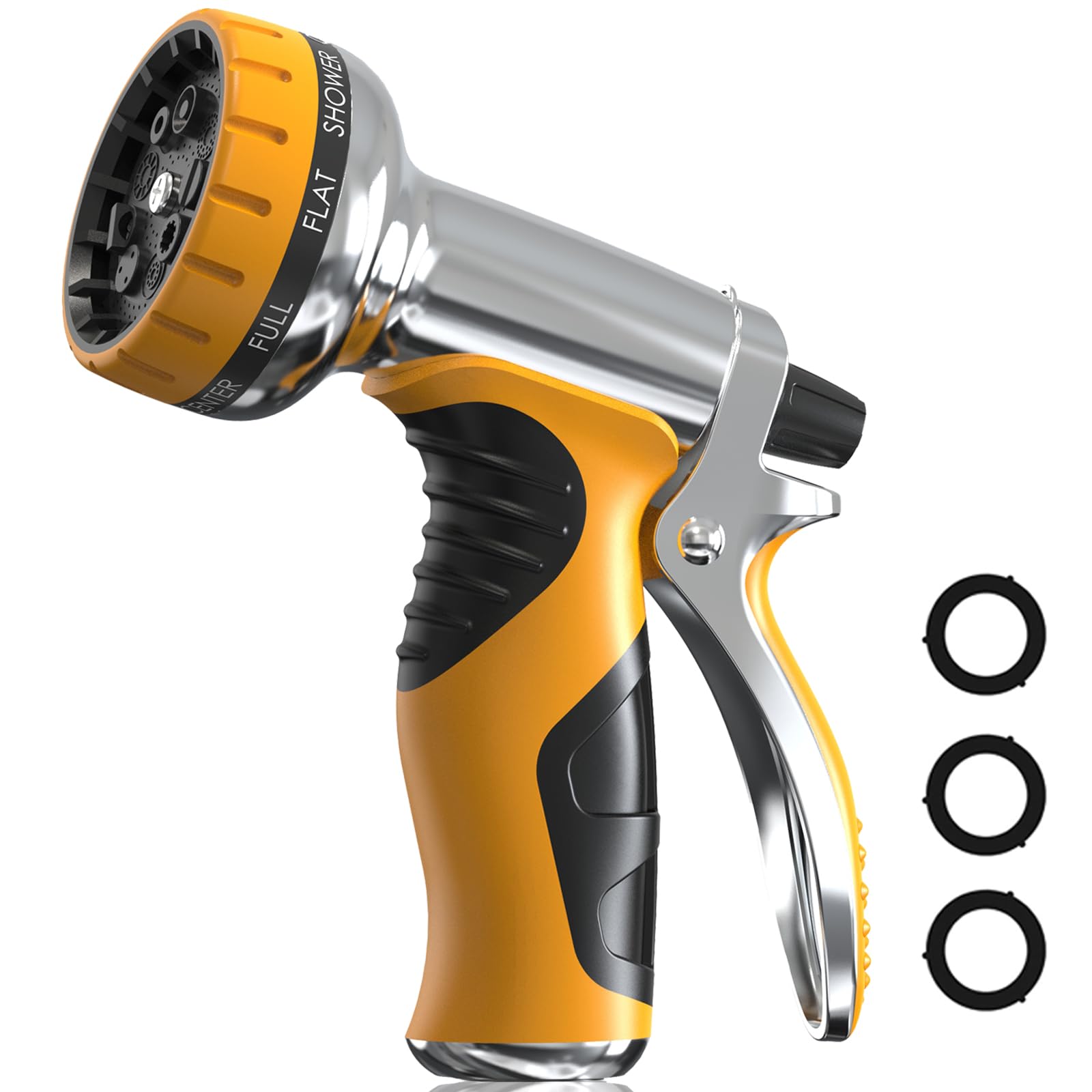 Garden Hose Nozzle, Heavy Duty Metal Water Hose Nozzle with 9 Adjustable Spray Patterns