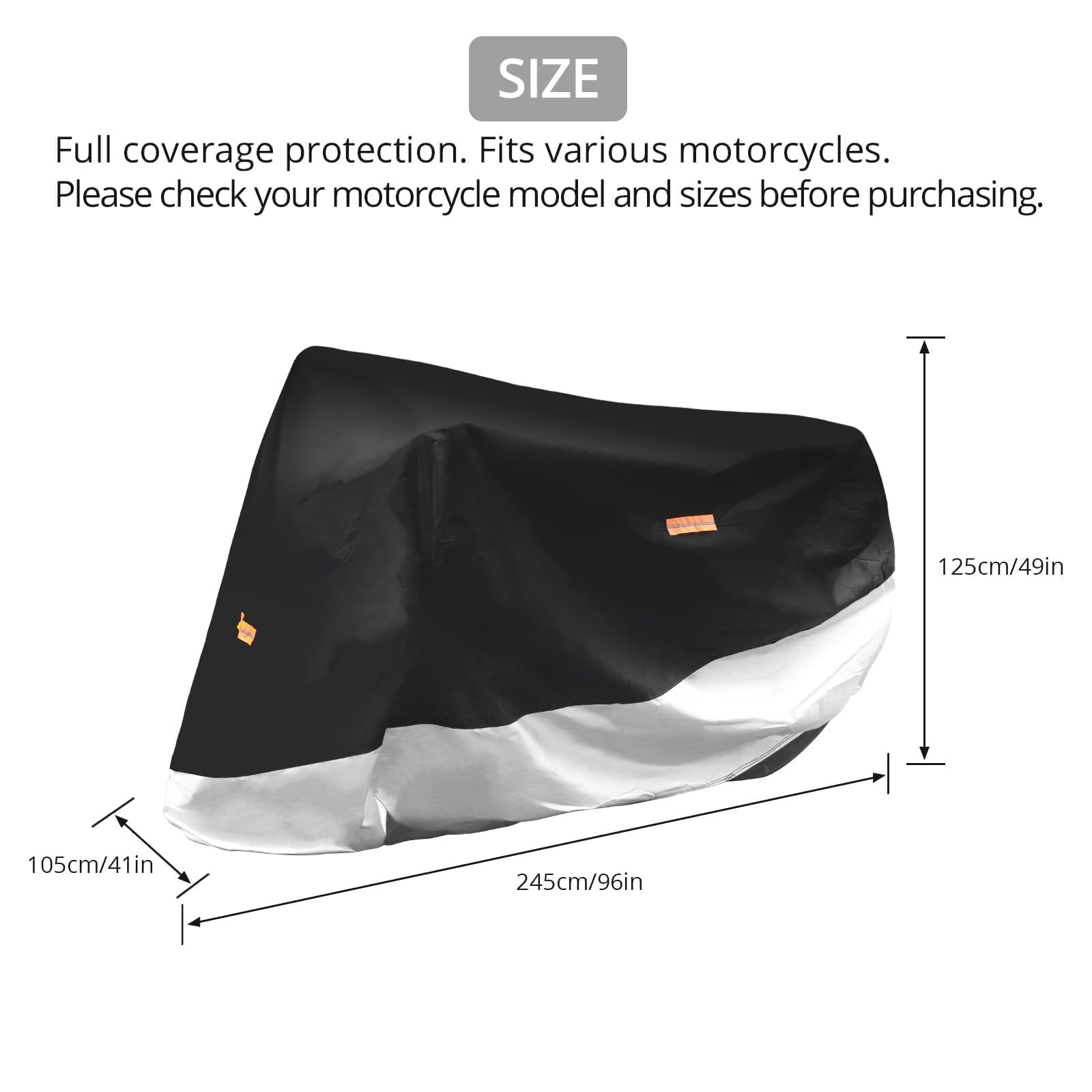 Justech Copertura per moto da esterni, in tessuto Oxford, protezione per interni, antipolvere, antivento, per esterni, scooter, ciclomotore, 245 x 105 x 125 cm