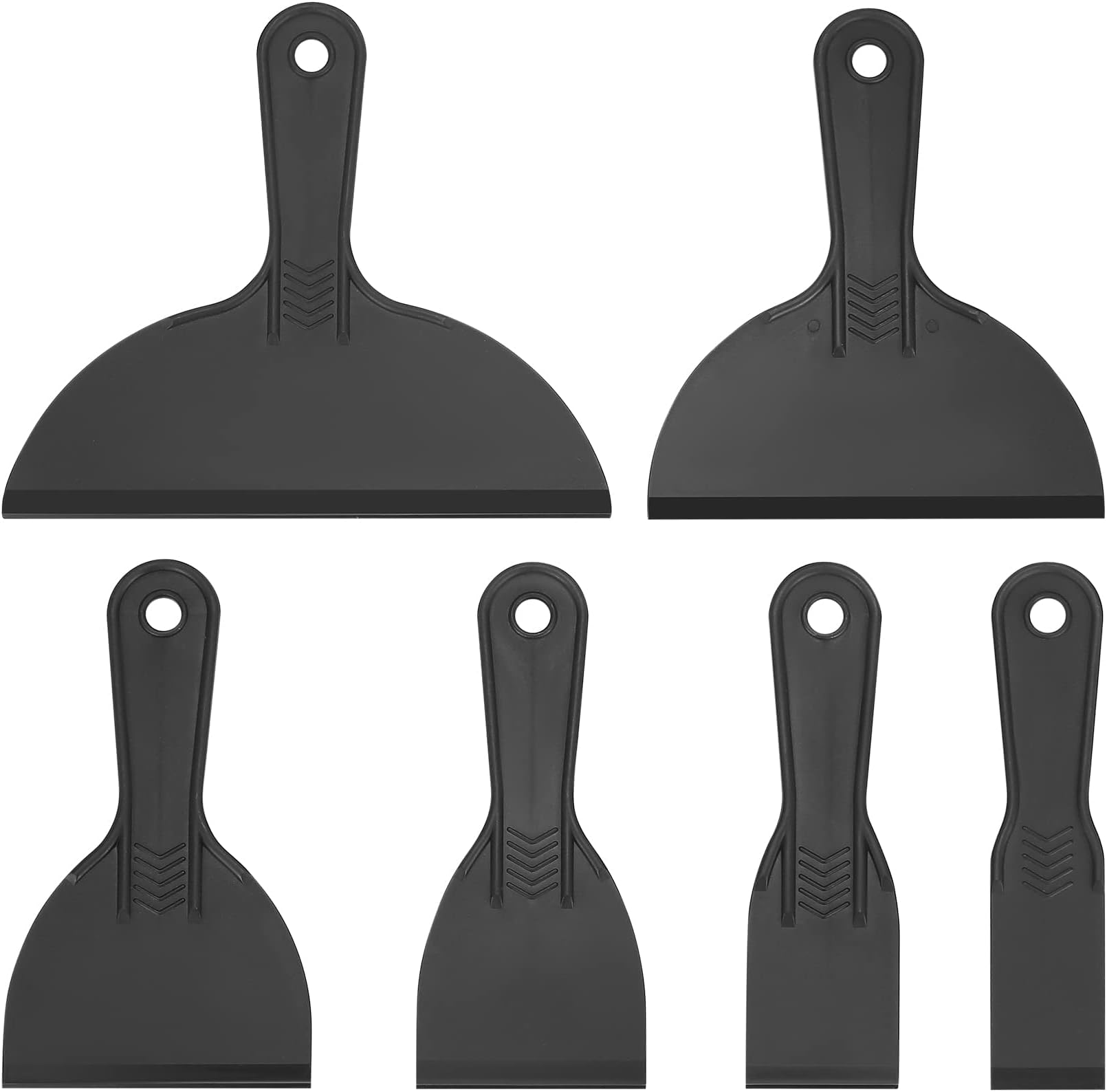 TERRIFI 6 Pcs Plastic Putty Knife Set, Paint Scrapers Tools, Putty Filler Spatula Scraper for Spackling, Patching, Decals, Wallpaper, Remover Sticker, Car Painting Spatula Knife Scrapers - Black