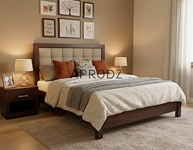 APRODZ Modern Upholstered Platform Bed Frame with Tufted Headboard, Sturdy Wooden Slat Support, Noise-Free Design, Premium Fabric, Bedroom Furniture - Dark Brown (King Size)