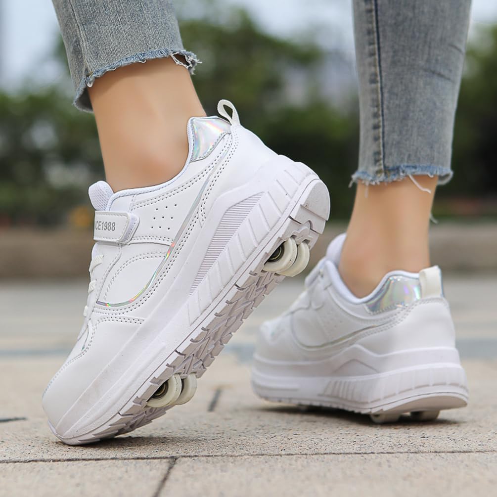 Dziewczęce buty na kółkach dla chłopców buty do deskorolki dla dzieci 2 w 1 wielofunkcyjne buty na rolkach buty na rolkach buty damskie, Rolka S8, 39 EU