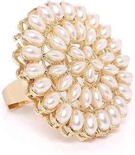 ZAVERI PEARLS Gold Tone Pearls Flower Ethnic Adjustable Finger Ring For Women-ZPFK9537 Price In India