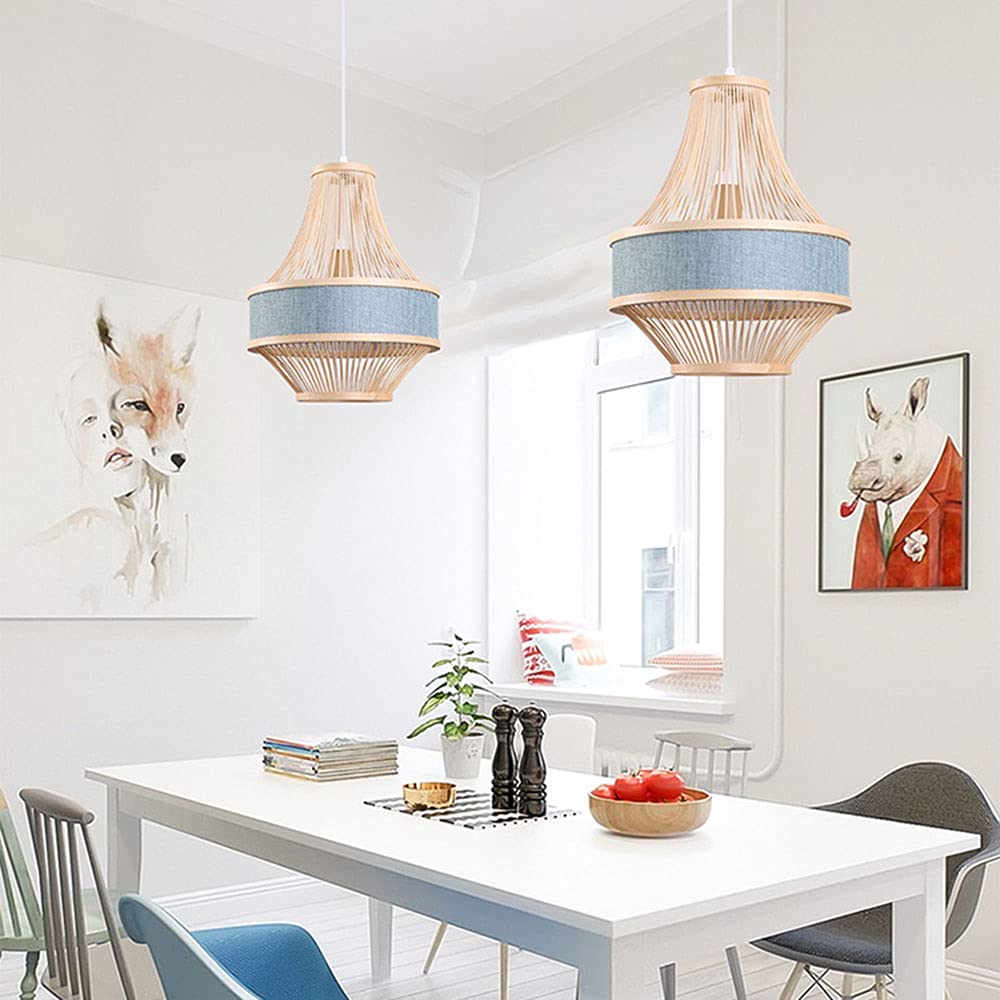 Lampa Wisząca Prostota Wiszące Lampy Nowoczesne Bambusowe Boho Z Abażur Tkaniny Drewniane Sufitowe Klosz Pokrywa Do Sufitów Przemysłowych Kuchnia Salon