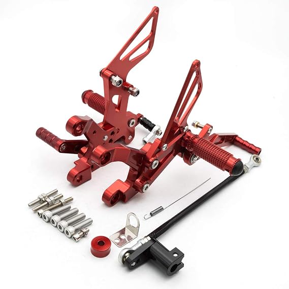 PROCNC Motorcycle Aluminum Rearsets Foot pegs Rear sets Footrest Fit for Kawasaki Z900 2017 2018 2019 (Red)