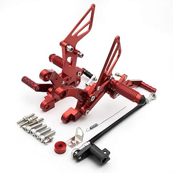 PROCNC Motorcycle Aluminum Rearsets Foot pegs Rear sets Footrest Fit for Kawasaki Z900 2017 2018 2019 (Red)
