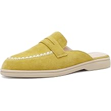 Suede Embroidery Mule Loafers for Women Round Toe Trendy Comfy Dress Backless Slipper Shoes