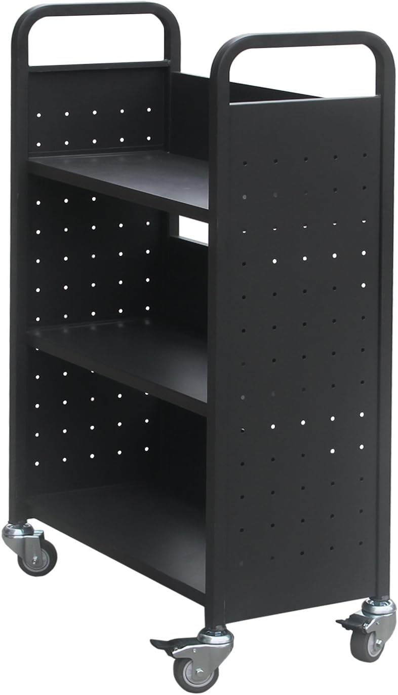 Hans & Alice Heavy Duty Book Carts with 3 SingleSided Book