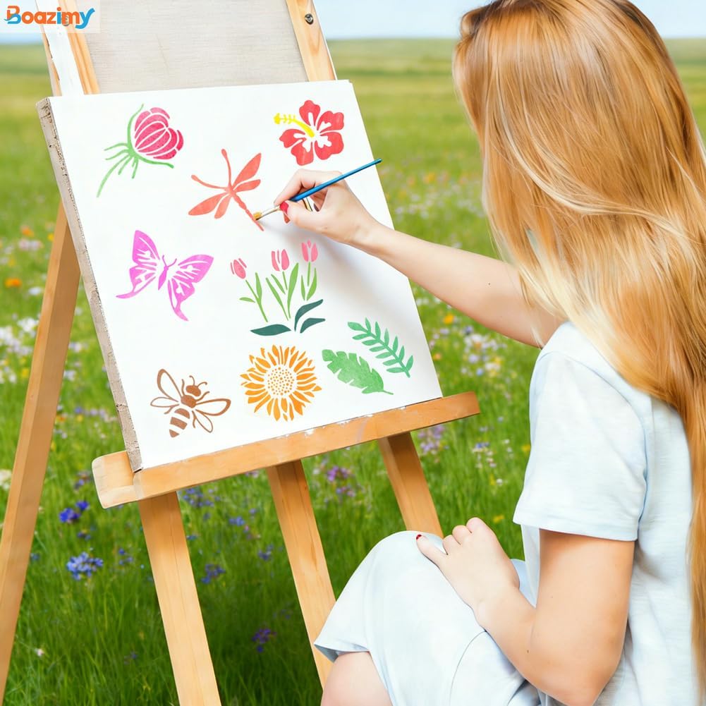 80 Pcs Reusable 3 Inch Stencils for Painting - Nature Designs with Birds, Insects, Flowers & Leaves for DIY Crafts, Wall Art, Wood, Canvas, Home Decor image 4