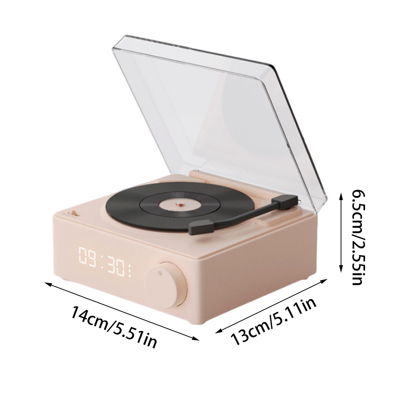 Altavoces de tocadiscos, tocadiscos vertical, altavoz inalámbrico con | reloj despertador, reproductor de discos vertical, altavoces giratorios inteligentes para playa, ciclismo, garaje, patio,