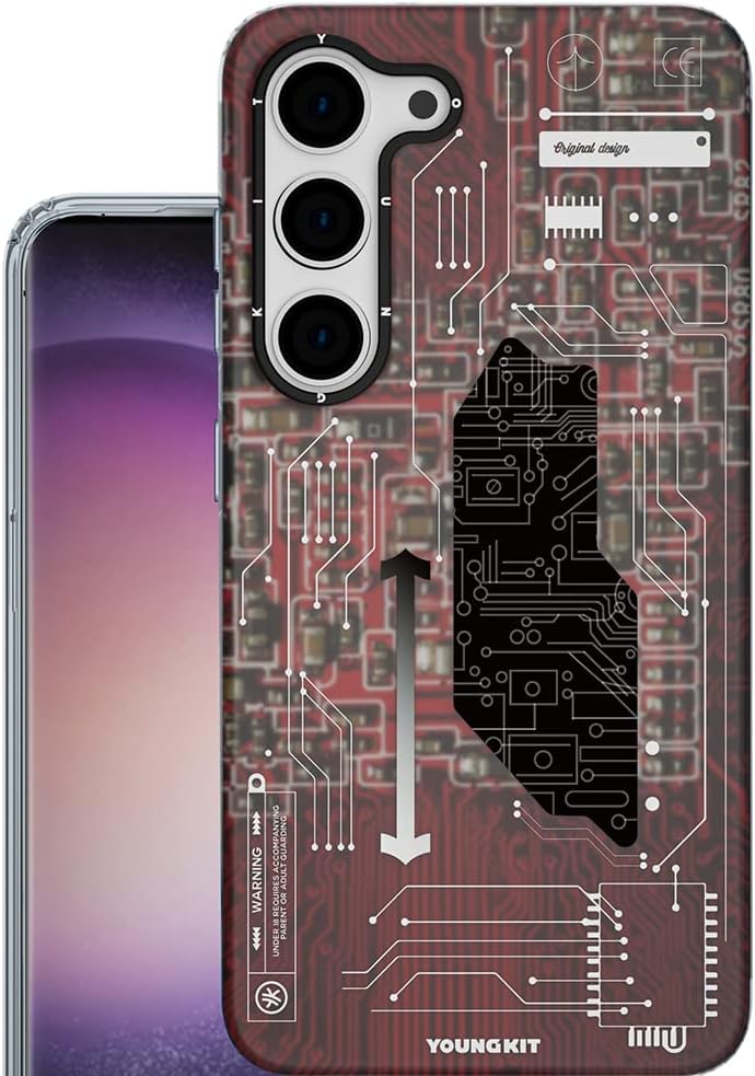 YOUNGKIT Shockproof for Samsung Galaxy S23 Case Thin Compatible with MagSafe Military Grade Protection [Technology Series] Hard Back Cover & Soft Bumper Protective Cases for Galaxy S23-Red