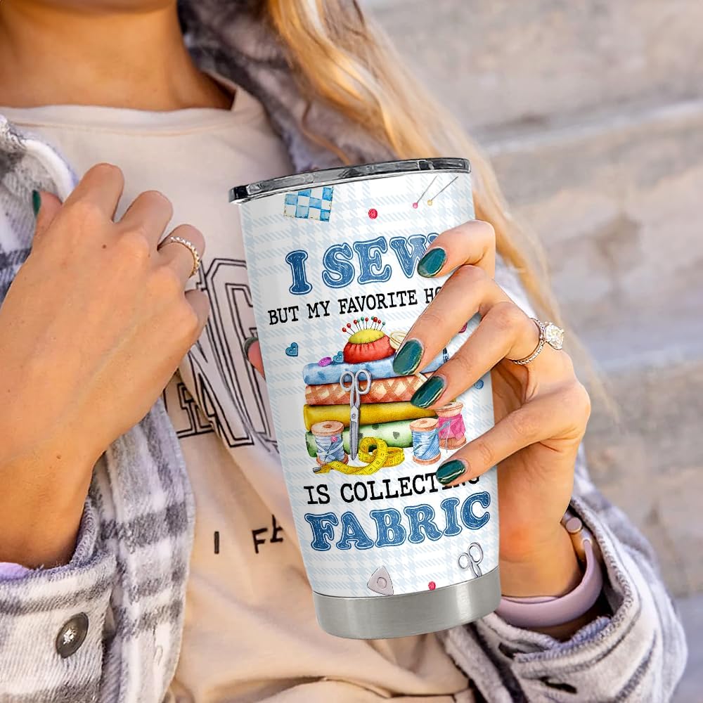 SANDJEST Sewing Tumbler 20oz Stainless Steel Insulated Travel Mug Cup for Women Girls Grandma Mom Sewing Gifts for Birthday Christmas Mothers Day - Image 7