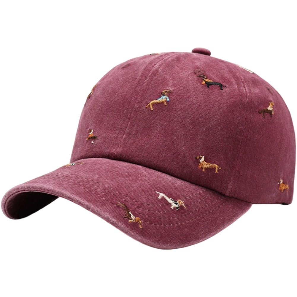 Sslvya Embroidered Dachshund Baseball Cap Vintage Adjustable Golf Dad Hat for Men Women Dog Lover Gift