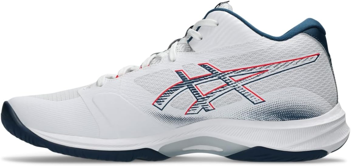 ASICS Men's Netburner Ballistic FlyteFoam 4 Mid Top Volleyball Shoes, 11, White/MAKO Blue - Image 4