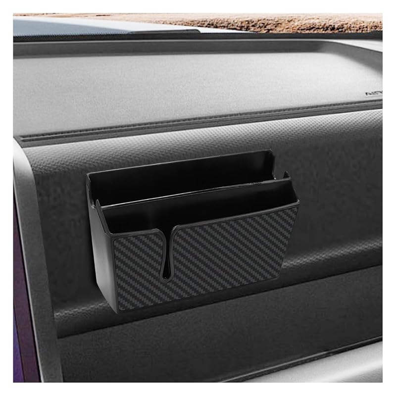 Organizador automotivo de console e painel em PVC com textura de fibra de carbono, 2 compartimentos, preto Tuxihapp