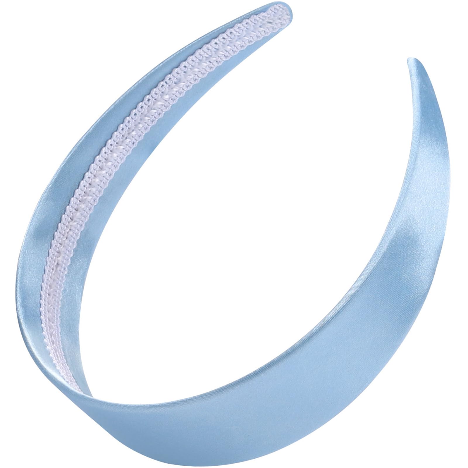 WantGor 1.6 Inch Wide Headbands Silk Satin Plain Headband for Women, Non Slip Solid Hair Bands Hair Accessories Cosplay DIY Holiday Head Band (Blue)