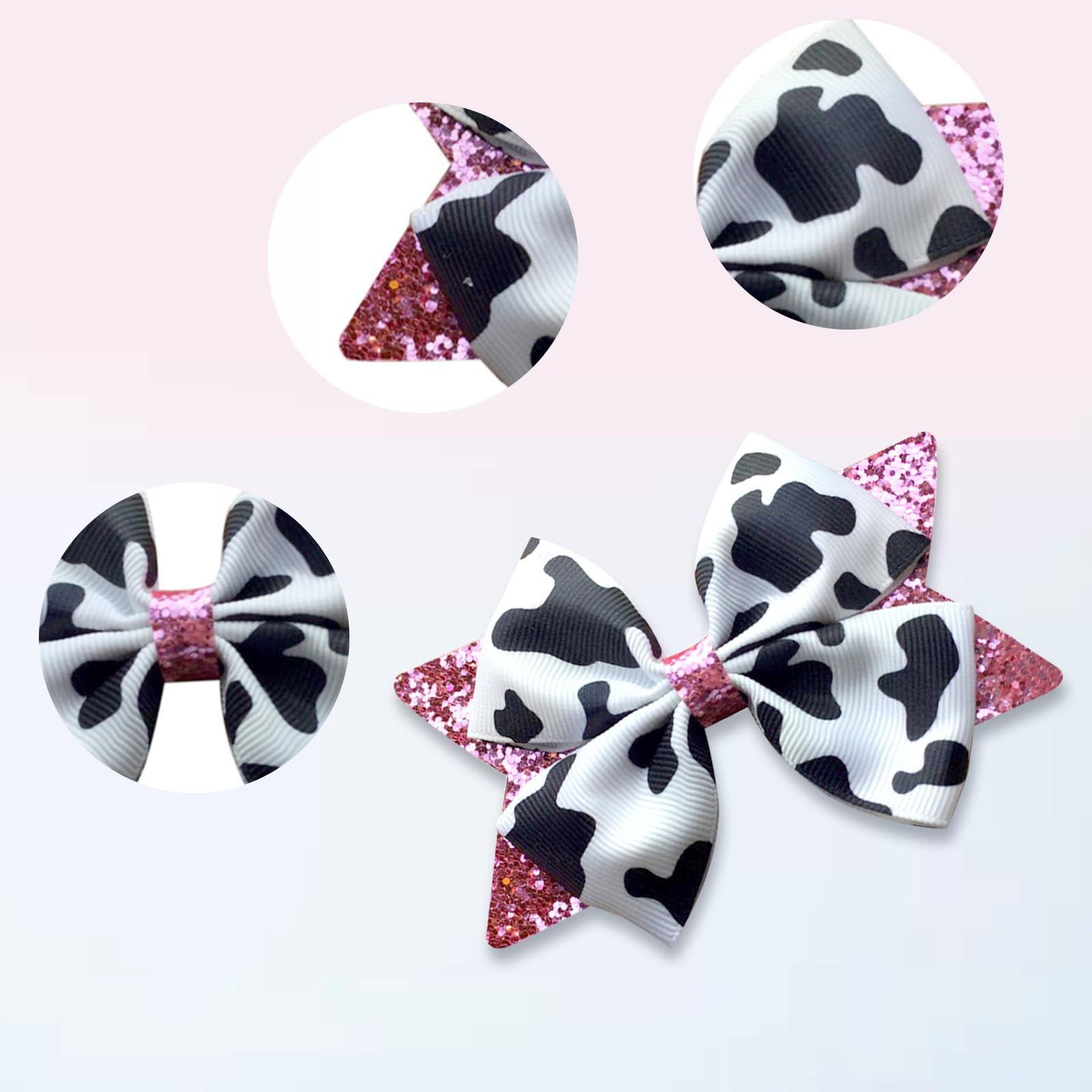 Amazon.com: 2Pcs Cow Print Hair Bow Clips for Girls,Cute Moo  display picture 2