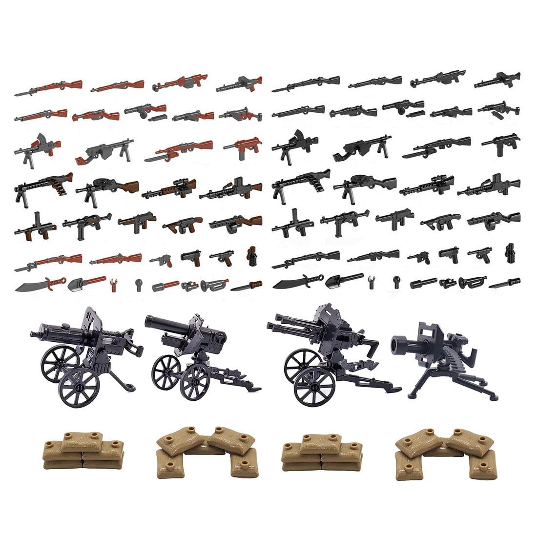 Military Weapons Set for Minifigures, Custom Army Weapons Building Block WW2 Military Bases Accessories for Mini Figures Soldiers