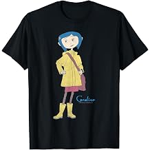 Coraline with Her Iconic Raincoat & Boots Full Body Portrait T-Shirt