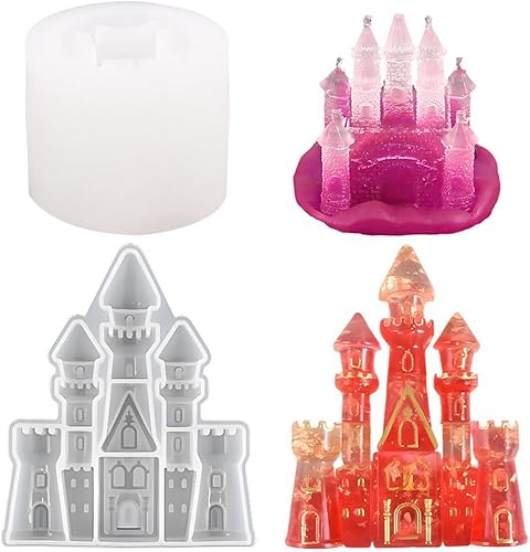 Miniatura 9 de iSuperb Paquete de 2 moldes de resina 3D pirámide minarete castillo de silicona de cristal epoxi para velas, pasteles, jabón, arcilla, decoración