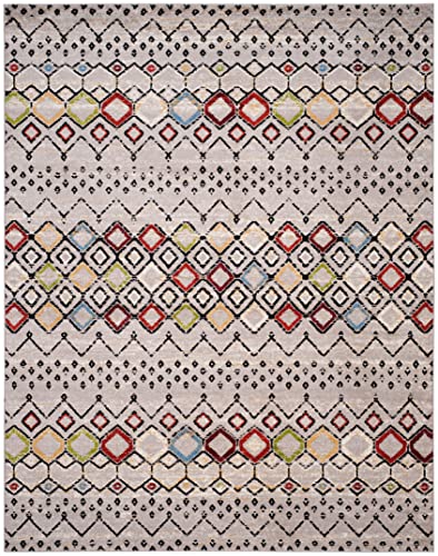 Safavieh Amsterdam Collection 8' X 10' Light Grey/Multi Ams108G Moroccan Boho Non-Shedding Living Room Bedroom Dining Home Office Area Rug #TOP3