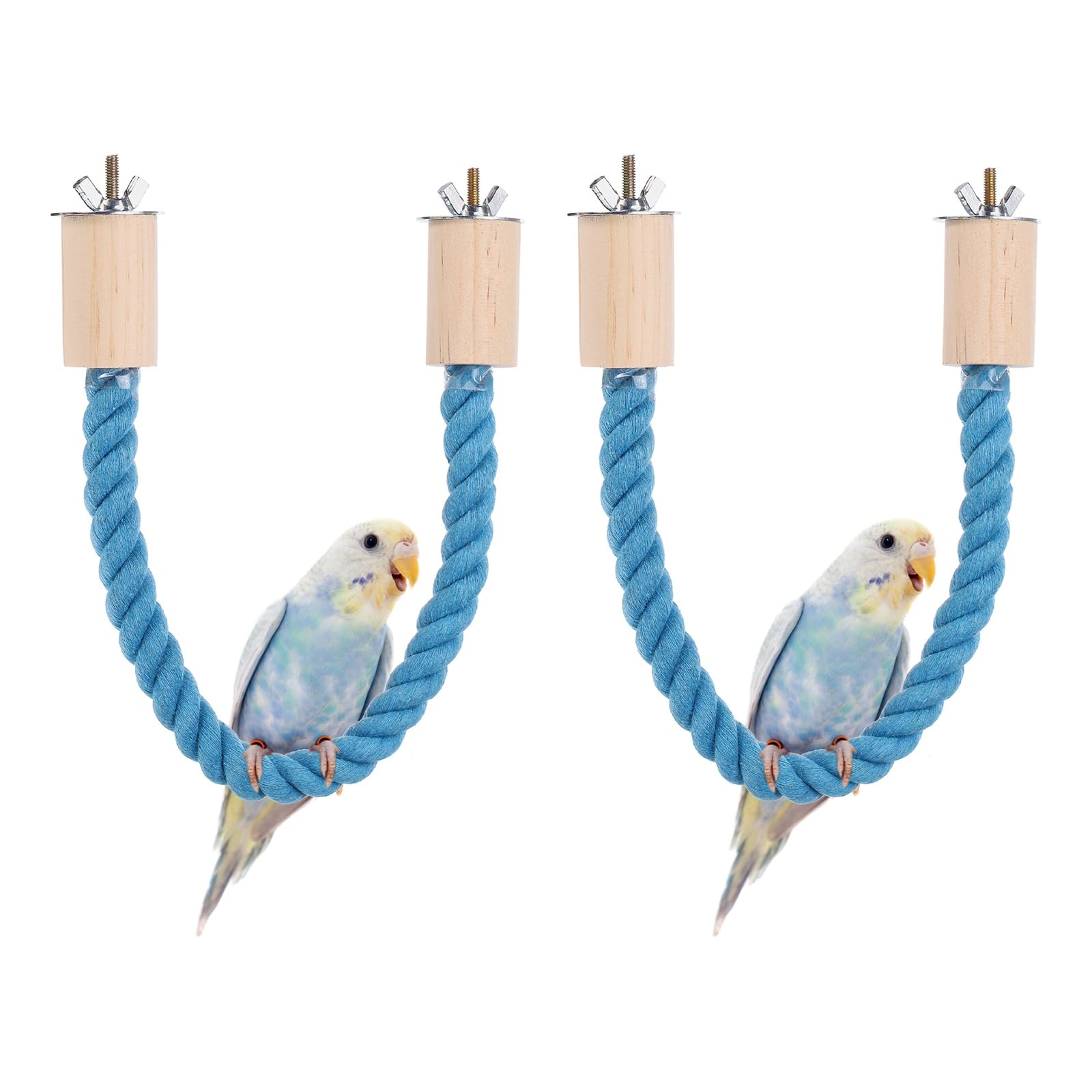sourcing map 2 Pcs Bird Rope Perch Swing, Stand Rope Perch Standing Pole Accessory Climbing Swing Paw Grinding 55cm / 22 Inch, (Blue) Intended for Parrot/Parakeet/Budgies/Cockatiels/Lovebirds