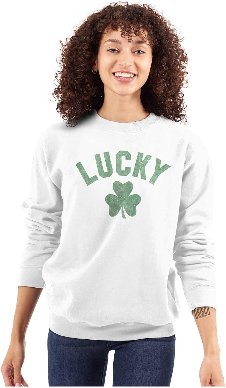 Brisco Brands Saint Patrick's Day Lucky Shamrocks Sweatshirt for Men or Women
