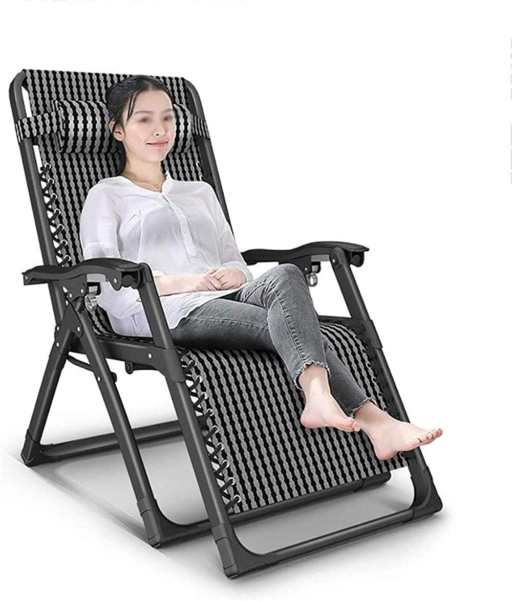 Sedia a sdraio pieghevole portatile per adulti, reclinabile, da campeggio, spiaggia, con poggiatesta staccabile, comodo divano per il tempo libero per casa e relax