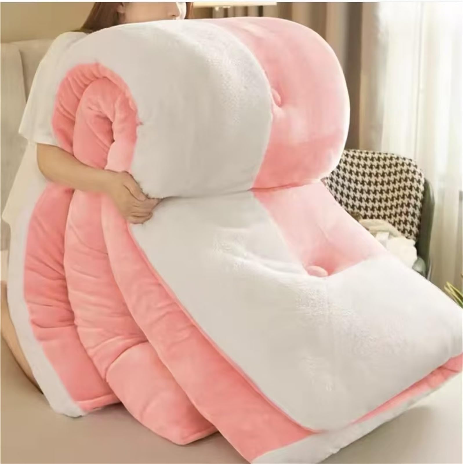 Winter Double-Sided Milk Velvet Warm Quilt Core，Thicken，Soft, Fluffy, Comfortable, Suitable for Cold Weather(Pink,180x220CM(5KG))