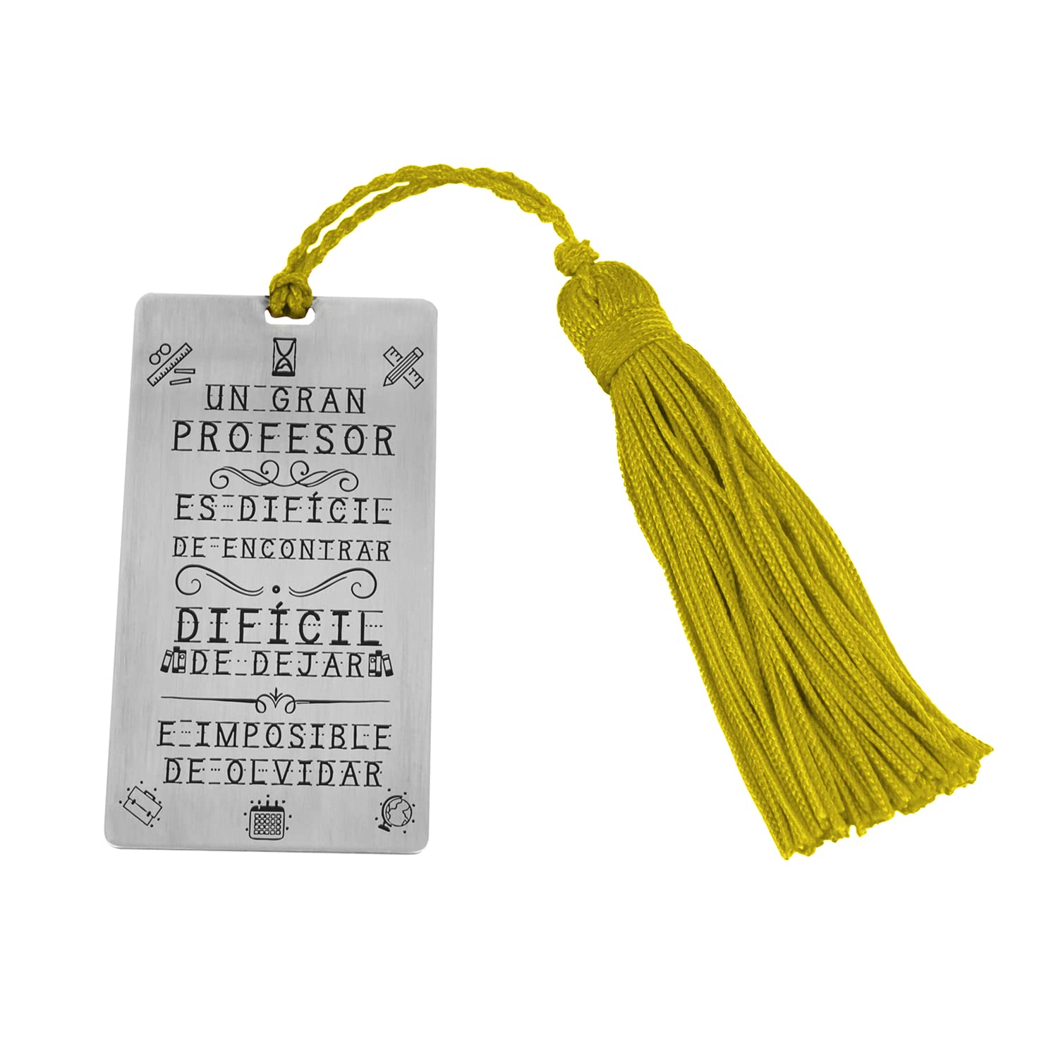 Segnalibro personalizzabile in argento "Un grande insegnante…" con nappone colorato - Regalo di fine corso, insegnanti, insegnanti (un volto)
