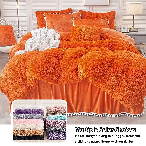LIFEREVO 2 Pack Fluffy Faux Fur Pillow Shams,18 x 18 Inches Throw Pillow Covers,Luxury Decorative Furry Pillowcases Cushion Cover for Christmas,Zipper Closure,No Pillow Insert,Orange - Image 8