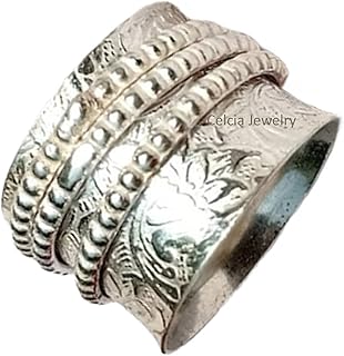 Solid 925 Sterling Silver Spinner Ring, Unisex Statement Ring, Meditation Ring, Worry Ring, Fidget Anxiety Ring, Beautiful Women Mens Gifts Ring, Mothers Day Gifts Ring