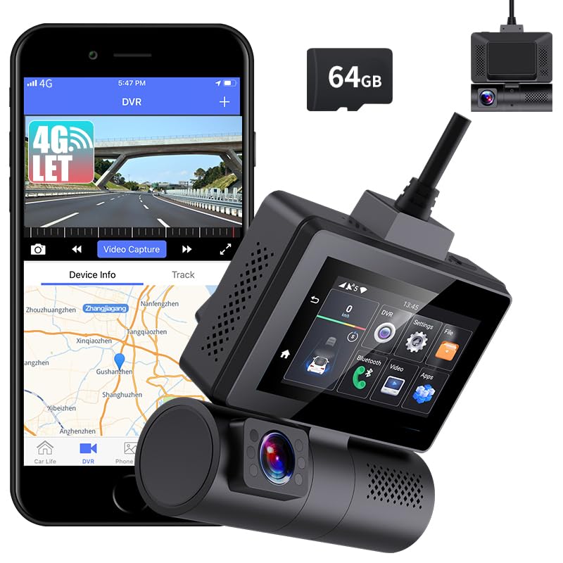 Rimoody 360° 4 Canali Dashcam Auto, 4 Telecamera HD 1080P Anteriore e Posteriore Sinistra Destra, 3 Pollici 1080P Dash Cam con 8 IR Visione Notturna/Loop video/24H Parcheggio Monitor/G-Sensore
